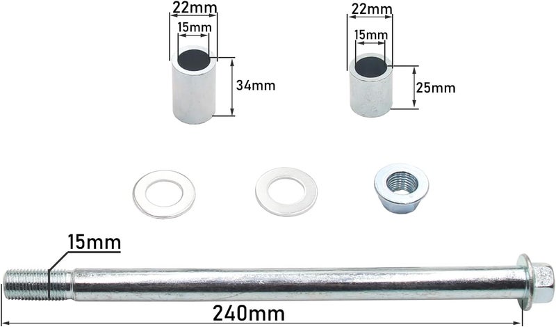 Greesp 15mm 240mm Front Rear Wheel Axle With Spacers 25mm/34mm For XR50 CRF50 Pit Dirt Bike 70cc 90cc 110cc 125cc 140cc 160cc - Image 2